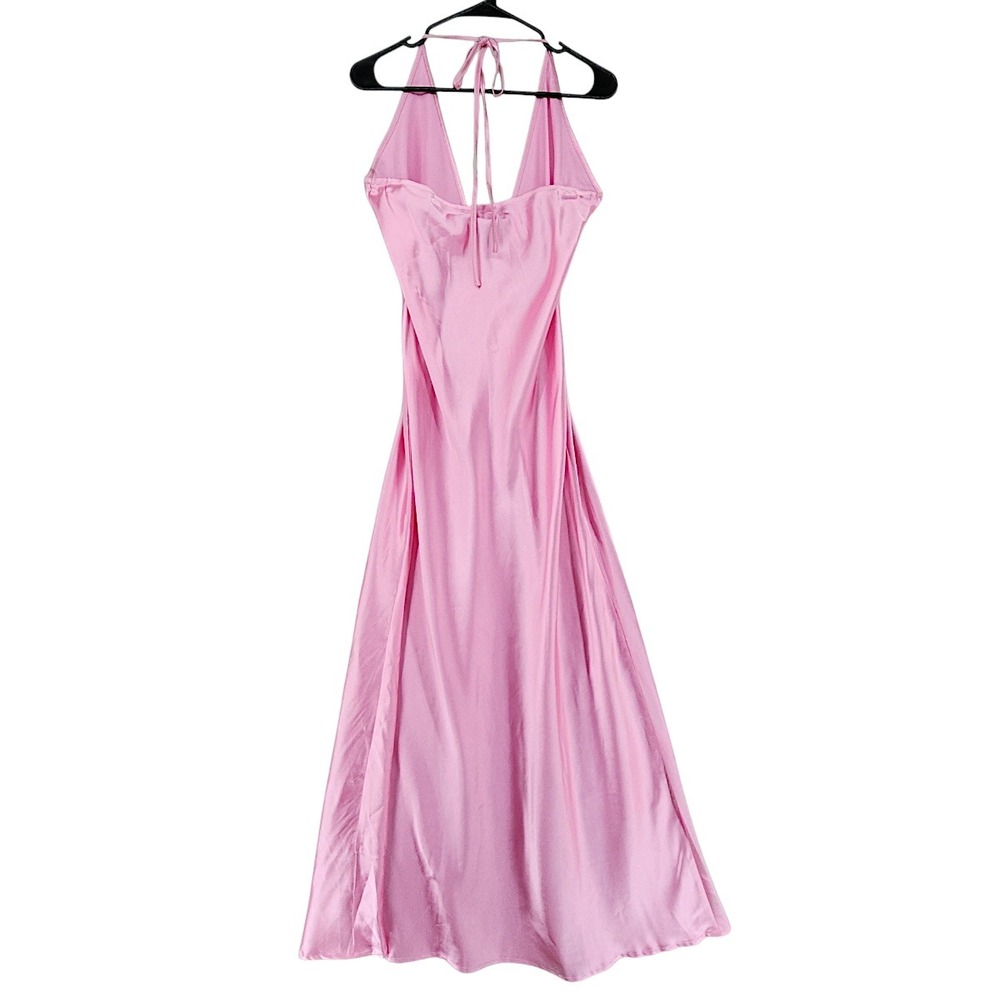 Peppermayo Maxi Slip Dress 8 Noir Symphony Pink Halter Satin Backless Formal NEW - Picture 4 of 13